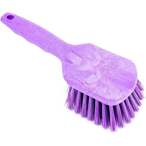 Image of SPARTA 40541EC68 Plastic Scrub Brush, Utility Brush, Kitchen Brush With Hanging Hole For Cleaning, 8 Inches, Purple, (Pack of 6)