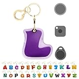 ZOUITY Letter Leather Keychain Holder Case Compatible with AirTag, Cute Protective Apple Air Tag Cover with Keychain Ring,Used as Name ID Keychain Finder GPS Tracker Case for Wallet Keys(L)