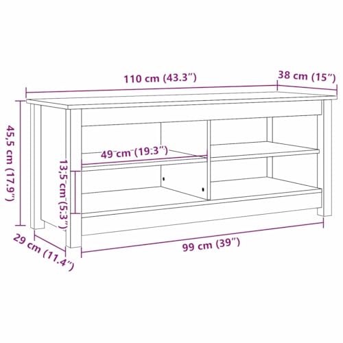 Banc de rangement en pin massif authentique Mangloder marron ciré - 3