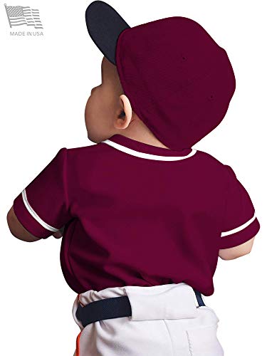 Hat and Beyond Kids Baseball Button Down Jersey (12M, 05up01_Burgundy/White)