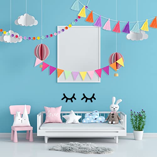 Rainbow Felt Fabric Garland Set 9.8 Feet Rainbow Pom Pom Garland Colorful Tassel For Classroom 3.6 Feet Felt Pennant Banner For Christmas Home Birthday Party Classroom (Candy Color) #TOP5