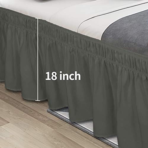 Easy-Going Bed Skirt For Queen Or King Size Bed, 18 Inch Tailored Drop, Fitted With Adjustable Elastic Belt, Convenient To Use Without Lift The Mattress (Queen/King, Dark Gray) #TOP6