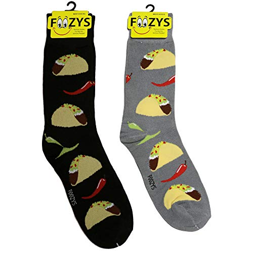 Foozys Men’s Time for Tacos l Food & Drink Novelty Crew Socks | 2 Pair