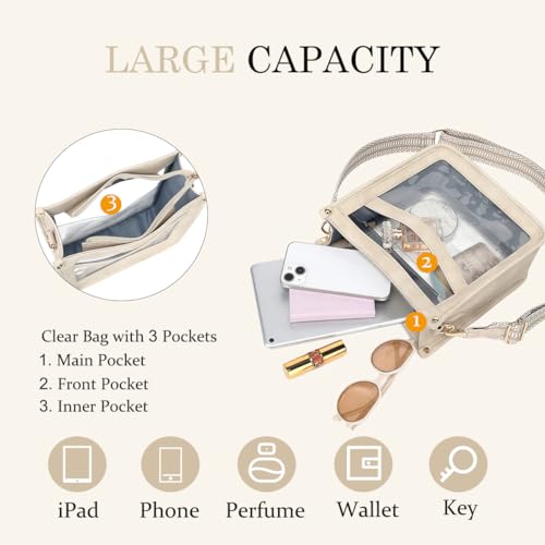 LOXOMU Clear Crossbody Bag - Stadium Approved Clear Purse with Guitar Strap for Events, Concerts3