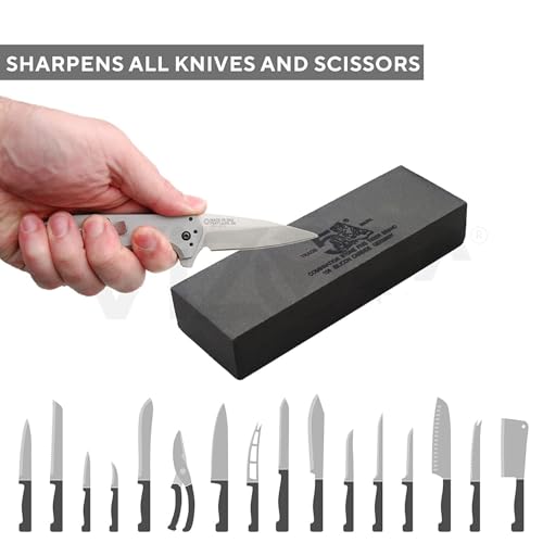 Image of Garth Knife Sharpener 1 Pc - Dual Grit Silicon Carbide, Combination for Chisels, Knives, Cutting Tools with Safety Case, Ceramic and Metal Blades - Professional-Grade Carborundum Sharpening Block