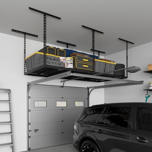 3X6FT-Overhead-Garage-Storage-Rack-450LBS-Capacity-26-40-Height-Adjust-No-Sagging-More-Load-bearing-Rust-Resistant-Ceiling-Mount-Heavy-Steel-Garage-Ceiling-Storage-Racks-Black