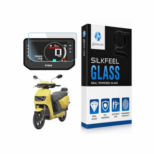 Image of [2 PACK] TEMPERED GLASS For Hero Vida VX2 GO Base Model || 4.3-inch Color LCD Display Protector || Anti Scratch | Smudge & Water Resistant | 9H Hardness | Bubble Free Installation || VX 2 Digital Instrument Console Full Screen Guard Protective Accessory [REAL GLASS. NOT PLASTIC]