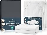 BARBONS Matratzen Set – Wasserdichter Matratzenschoner und Jersey Spannbettlaken, 100% Baumwolle, Oeko-TEX Zertifiziert, atmungsaktiv, Nässeschutz, Dunkelgrau