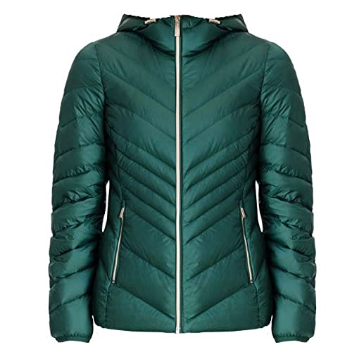 Michael Michael Kors Women's Green Chevron Hooded Packable Coat S