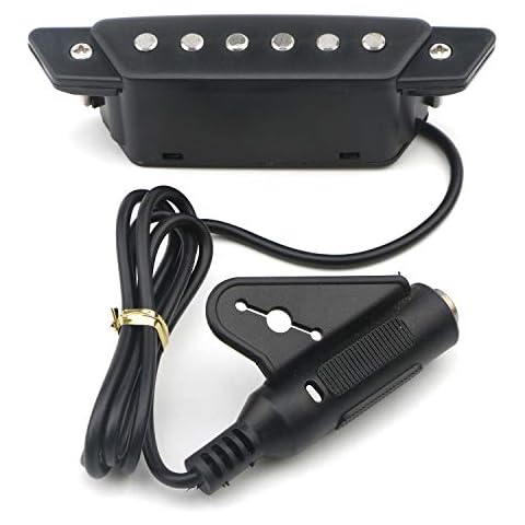 Unxuey 1pcs 6-String SH-85 Acoustic Guitar Soundhole Pickup EQ Preamp Pickup with Active Power End-Pin Jack for Folk Guitar, Ukulele (Sanding Black) Cover