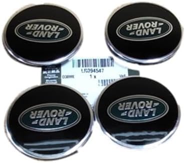 Genuine Center Cap Wheel HUB Cover Set of 4 Compatible with Land Rover EVOQUE 19 Range Rover Sport 16-22 23 Range Rover 16-21 22 Discovery Sport 20 VELAR 17 Discovery LR094547 Black W Green Logo