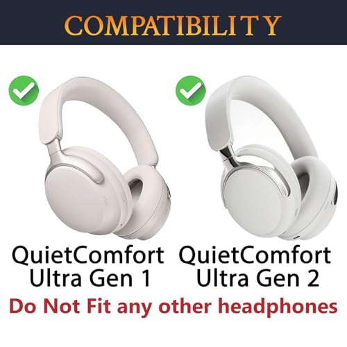 Image of SOULWIT Replacement Earpads for Bose QC Ultra /New QuietComfort Ultra(2nd Gen) Wireless Headphones, Ear Pads Cushions with Softer Protein Leather, High-Density Noise Isolation Foam - White Smoke