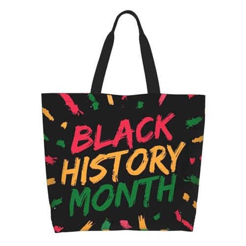 Black History Month Tote Bag for Women Large Casual Should Bag with Inside Pocket Reusable Handbag Shopping Bag