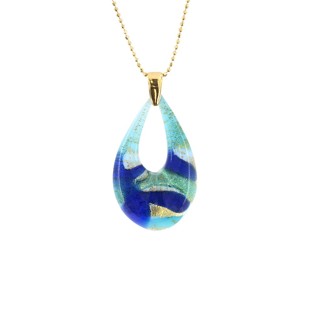 Venetiaurum - Collana con Pendente a Goccia in Vetro Originale di Murano e Argento 925 - Gioiello made in Italy certificato