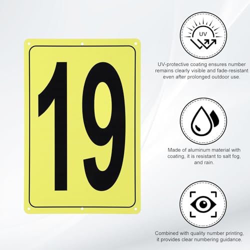 Número 19 marcador de área resistente al clima en placa rectangular de metal 3