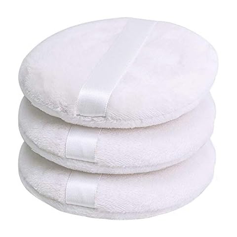 Topwon 4 Inch Powder Puff, Washable Large Body Powder Puff for Face Cleaning,Makeup & Powder Foundation Blending - Soft & Furry Cover