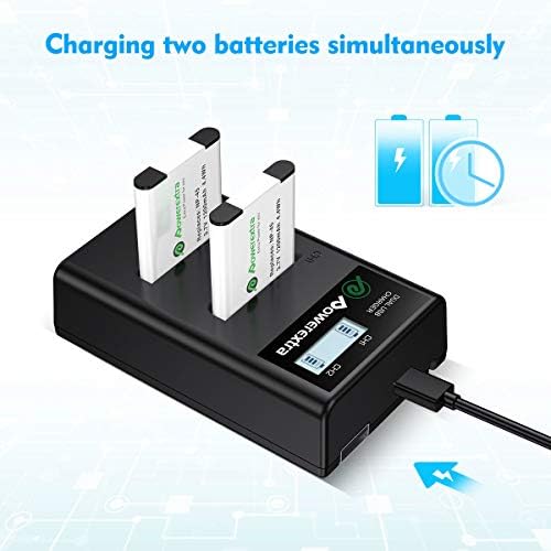 Powerextra 2 X Replacement Battery and Dual LCD Charger for Fujifilm np45a Battery NP-45B NP-45S,Fujifilm FinePix XP20 XP30 XP50 XP60 XP70 XP80 XP90 XP120 XP130 T350 T360 T400 T500 T550 JX500 JX520