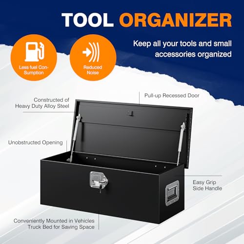 Image of Yizosh 30 Inch Steel Heavy Duty Truck Bed Tool Box, Trailer Tongue Tool Box with Lock and Keys, Tool Box for Storage, Utility Trailer Tool Box for Truck, Pickup, RV, Trailer