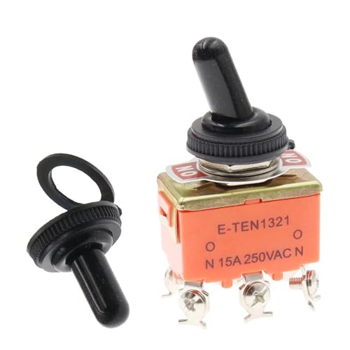 Interruptor de palanca de 6 pines ON-ON E-TEN1321 15A 250V con rosca basculante de 12MM 2