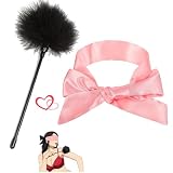 WreGmgg Home Set Multifunzionale, Sciarpa di Seta Liscia Maschera Occhio con Piuma Tickler, Gioco di Ruolo Fun Set - Q (Rosa)