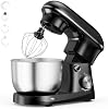 Batidora de pedestal OLIXIS de 4.2 cuartos, 10 velocidades, cabezal inclinable, batidora eléctrica para hornear | Incluye gancho para masa, batidor de alambre, batidor plano y tapa contra salpicaduras, 10 velocidades para pasteles, galletas y masa de pan, compacta, tazón fácil de limpiar 2