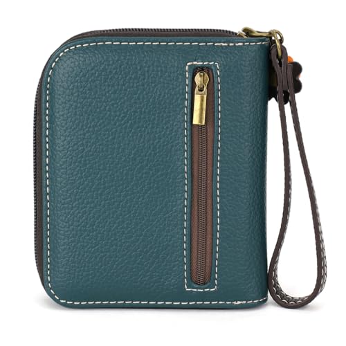 Image of CHALA Zip Around Wallet, Wristlet, 8 Credit Card Slots, Sturdy Pu Leather - Blue Butterfly - blue stripe