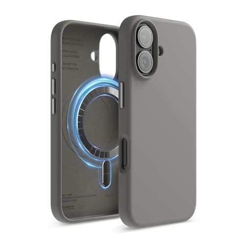 Ya en manzanajugosa.com: elago Product Image Funda Magnética de Silicona Líquida para iPhone 16 (6,1") – Compatible con MagSafe, Antigolpes, Delgada, Acabado Suave al Tact (Gris Medio)