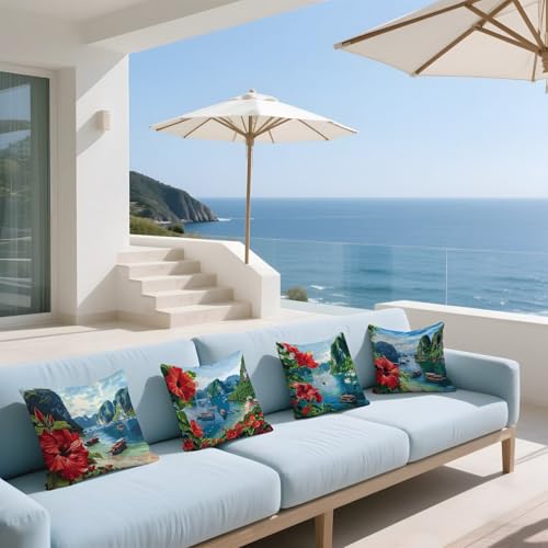 Housse de coussin rouge 35x35 en velours imperméable pour canapé - 4