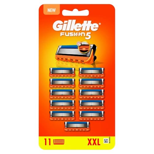 Gillette Fusion5 Cuchillas de afeitar para hombres, paquete de 11 recambios de cuchillas de afeitar con recortador de precisión, 5 cuchillas de afeitar antifricción