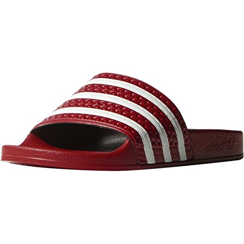 adidas Men's Adilette Slide Sandals, Scarlet/White/Scarlet, 10