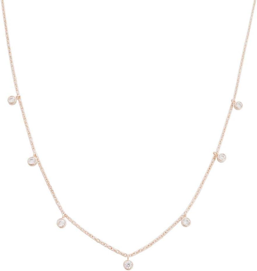 Honeycat Crystal Bezels Droplet Charm Necklace in Gold, Rose Gold, or Silver | Minimalist, Delicate Jewelry