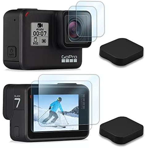 REDTRON Screen Protector for GoPro Hero 7 Black/Hero HD(2018)/Hero 6/Hero 5(8 PCS), Ultra Clear Tempered Glass Screen Protector & Lens Protector & Front Screen Protector & Lens Cover Cover