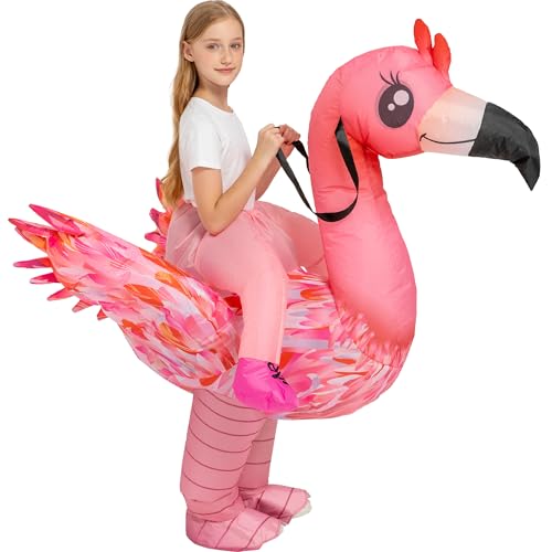 tasanor Halloween Inflatable Costume Kids Blow Up Ride Flamingo Suit Girls Boys (7-10YRS)