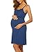 Ekouaer Maternity Nursing Gown Pregnancy Wear Hospital Nightdress Sleeveless Chemise Gown Navy