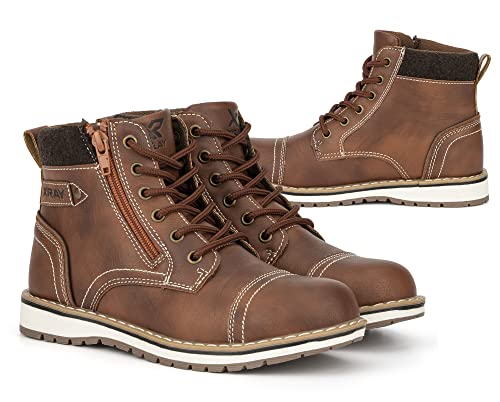 X Ray Footwear Finley Boy’s Fashion Classic Lace Up Combat Faux Leather High-Top Chukka Boots W/Outside Side Zipper & Pull Tab, Cap Toe, Block Heel Platform, Thermoplastic Rubber Outsole; Size 6 #TOP1