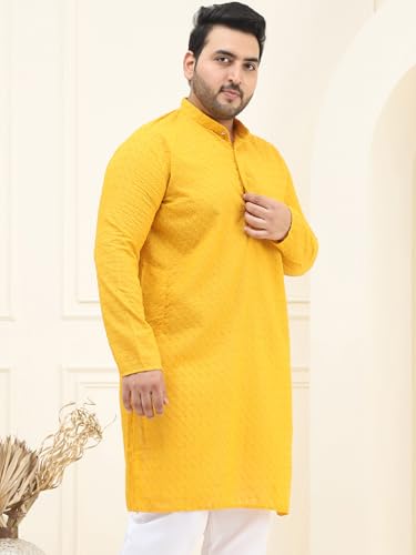 Image of SOJANYA Plus (Since 1958) Men's Silk Blend Embroidered Only Long Kurta