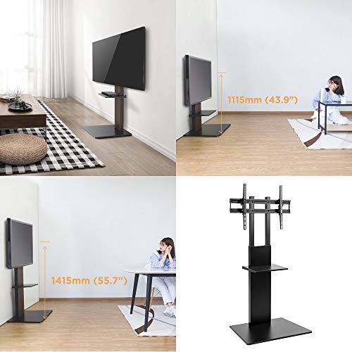 Support TV au sol avec étagère pour optimiser l'espace du salon de 37" à 70" - 4