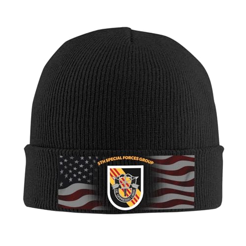 Us 5Th Special Forces Group Veteran Men Women Fisherman Beanies Breathable Beanie Stretchy Watch Cap for Cycling Winter Running