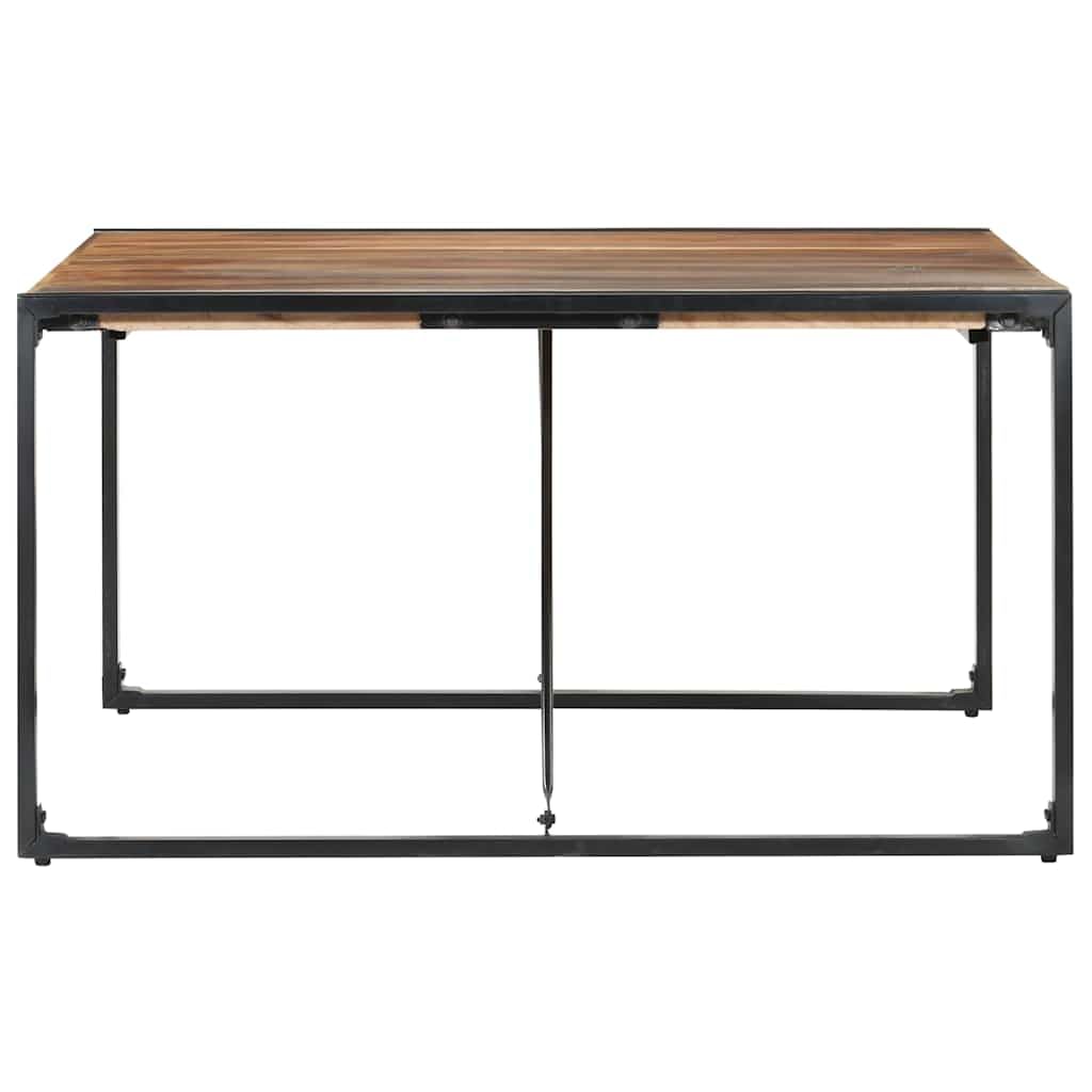 Stół do jadalni 140 x 140 x 75 cm, lite drewno, stalowe nogi, stół do jadalni z rysunkiem słojów naturalnego drewna i stabilnymi połączeniami, do kuchni, restauracji, rodzinnego posiłku i
