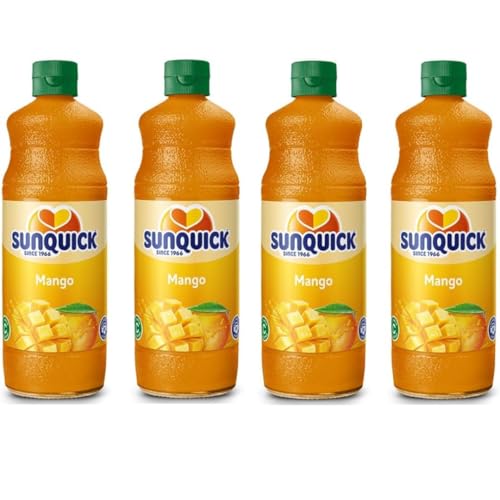 Sunqick Real Fruit Concentrate Exprimidor - Refresco afrutado (Mango, 4 botellas) 700 mililitros x 4 botellas