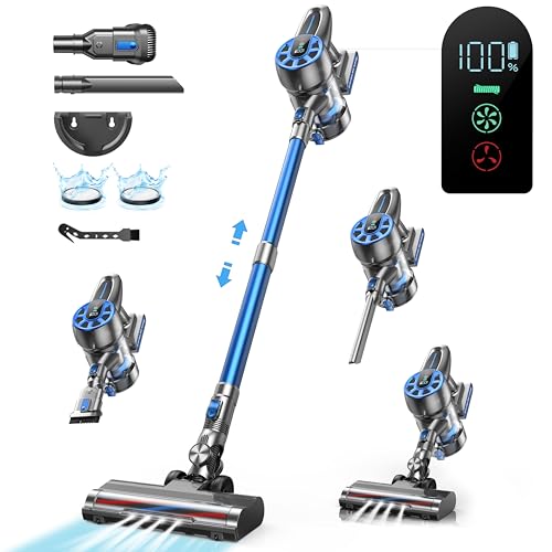 Cordless Vacuum Cleaner, 450W/36Kpa Powerful Suction Vacuum Cleaner with LED Display, Ultra Quiet and Detachable Battery Cordless Stick Vacuum,Lightweight Handheld Vacuums for Home/Pet Hair