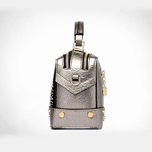 Sacs à bandoulière simples en cuir véritable avec ours argenté