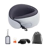 Mayeujds Memory Foam Travel Neck Pillow - Ergonomic 360° Support for Airplanes, Cars & Office - Compact Foldable Design with Cooling Ice Silk Cover & Adjustable Hook (Light Gray)