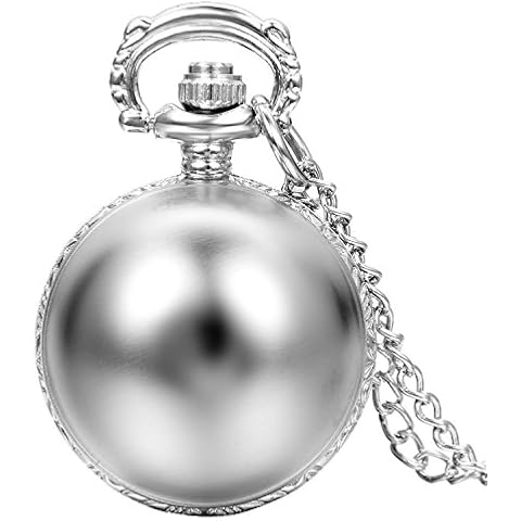 JewelryWe Silver Tone Ball Pocket Watch Cover