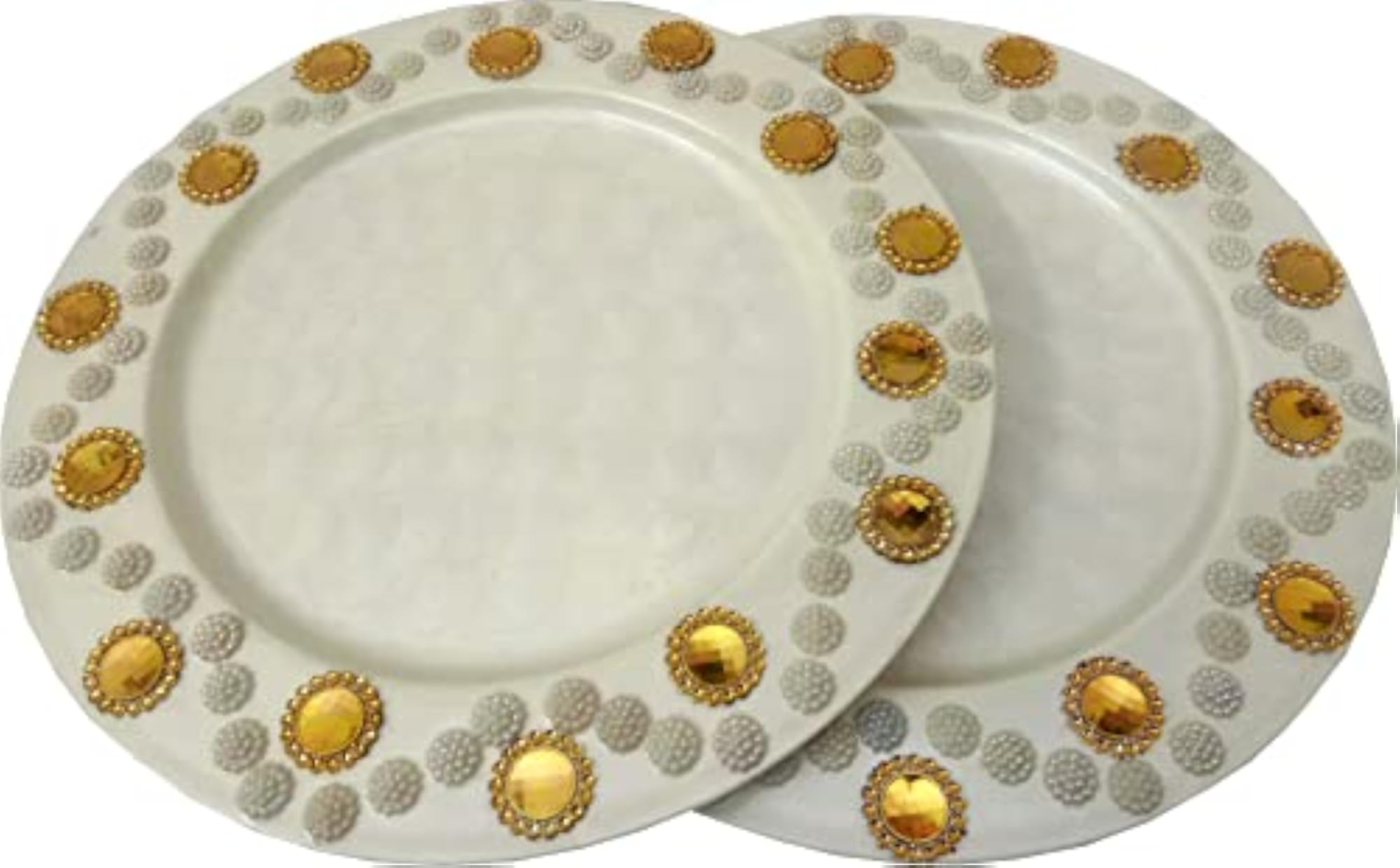 Multipurpose Handcrafted Golden Floral Design Serving Plate
