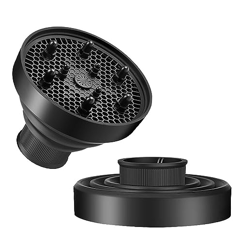 Hair Diffuser Universal Hair Dryer, Travel Folding Hair Dryer Portable Diffuser Curl Airflow Attachment Black