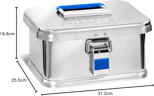 ALUTEC Aluminiumbox Comfort 6 (Inhalt 6 l, Innenmaße (LxBxH) 250 X 180 X 125 mm, Staub-/spritzwassergeschützt, Werkzeugbox, Aufbewahrungskiste, Gewicht 1,44 kg) 12006