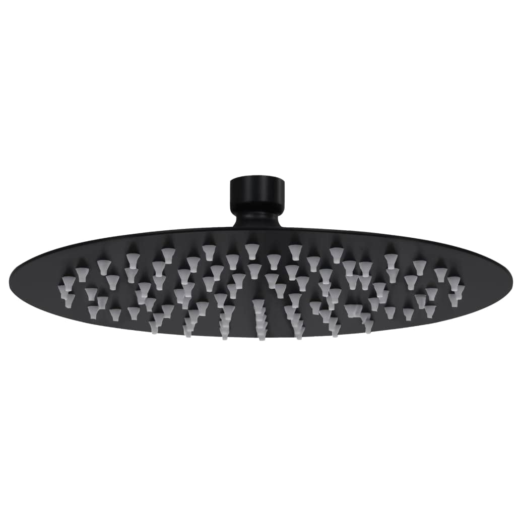 vidaXL Cabezal de Ducha Efecto Lluvia Alcachofa Cuarto de Baño Accesorio Rociador Boquillas Giratoria Área Amplia Acero INOX Redondo Negro 20 cm