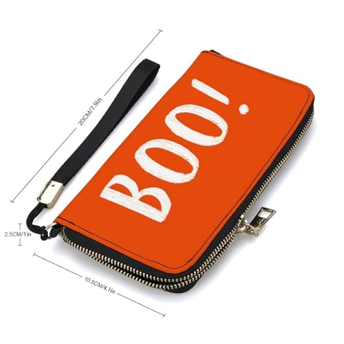 White Cartoon Ghosts Halloween PU Leather Clutch Long Bifold Wallet, Coin Purse Credit Pass Case, Durable Card-Holder Money Storage for Women Men2