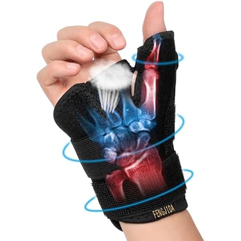Thumb Brace - Carpal Tunnel Wrist Brace Relief and Tendinitis Arthritis Sprained, Thumb Spica Splint Wrist Support to Help Sleep, Treat Trigger Finger Splint Sprained Relieve Pain - Fit Left and Right Hands Cover